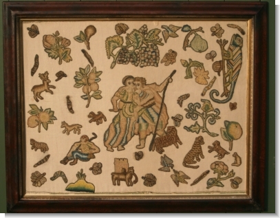 RARE 17th CENTURY SPOT SAMPLER / PICTURE