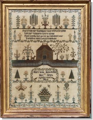 MARY ANN MEACHAM 1824 Balloning Sampler