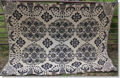 UNRECORDED ALEXANDER 1825 JACQUARD COVERLET for ANN LAKE c.1833