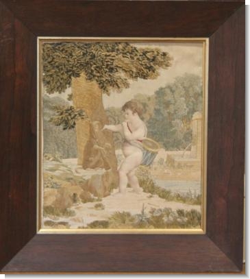 Exceptional early 19th century SILK NEEDLEWORK