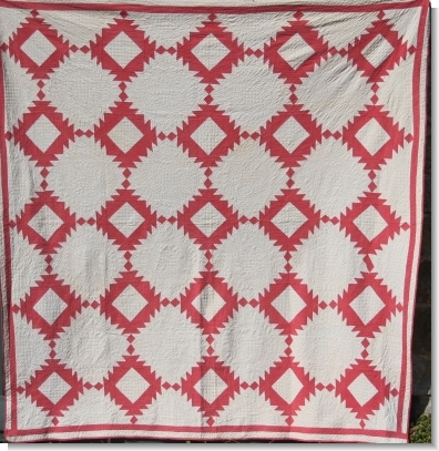 RED & WHITE QUILT with very fine QUILTING