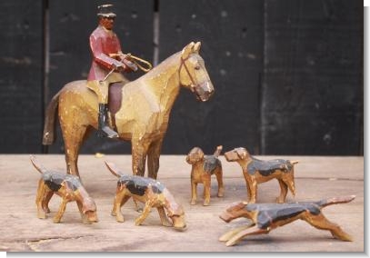 HORSE & RIDER with DOGS, FOREST TOYs by Frank Whittington