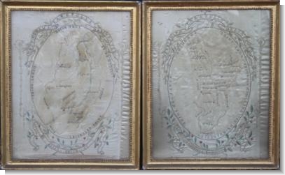 RARE PAIR of MAP SAMPLERS by ELIZABETH SMITH 1802.