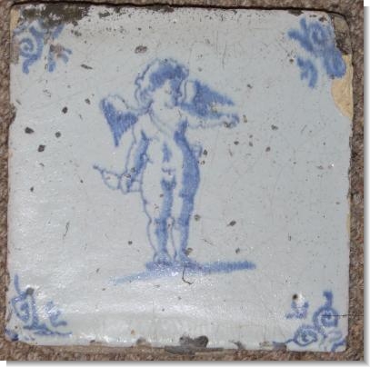 CUPID , 17th century Dutch Delft Tile