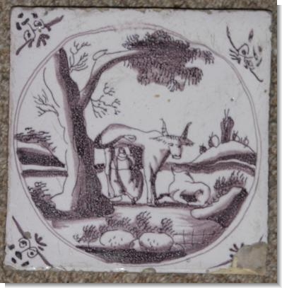 18th century Delft Tile RURAL SCENE