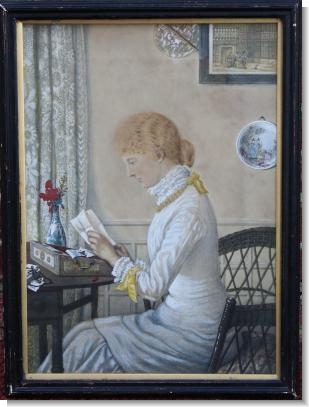 CYRIL DAVENPORT water colour of his wife Constance 1878