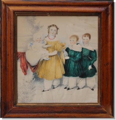 CHARMING GROUP of CHILDREN with CAT c.1840