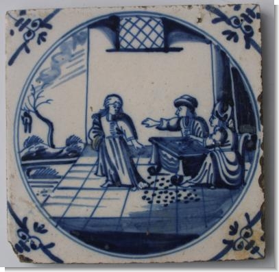 30 PIECES OF SILVER, 18th Century Delft Tile