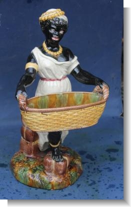 LARGE BLACKAMOORE MAJOLICA FIGURE