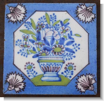 VERY RARE POLYCROME TILE. LONDON 1730-50