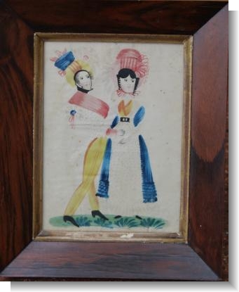 YOUNG COUPLE WATER COLOUR & PIN PRICK, c.1820