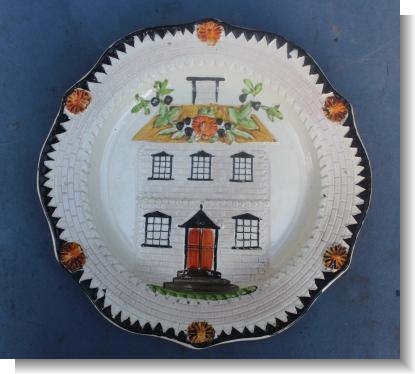 CREAMWARE COTTAGE MOULDED PLATE c.1820