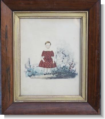 GIRL IN RED, English Primative c.1840