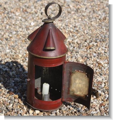 RED PAINTED HORN LANTERN