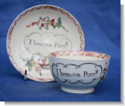 RARE TEA BOWL & SAUCER THOMASIN PORRITT c.1790