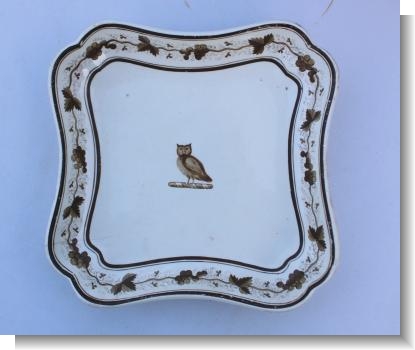 CREAMWARE PLATE with OWL ARMORIAL . c.1800