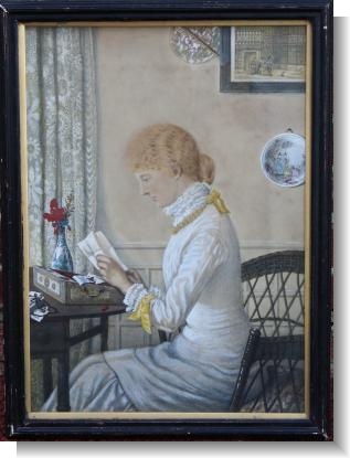 CYRIL DAVENPORT water colour of his wife Constance 1878