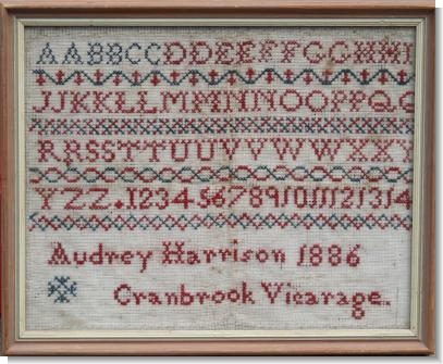 AUDREY HARRISON, CRANBROOK 1886 A lot of history with this sampler