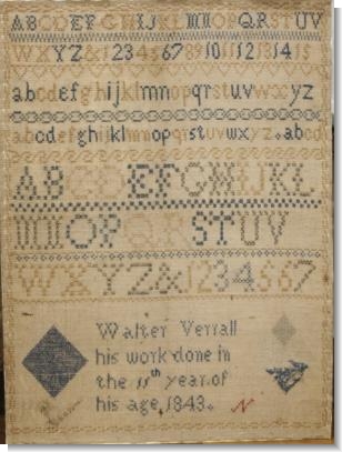 WALTER VERRALL Aged 11 1843 "BOY SAMPLER"