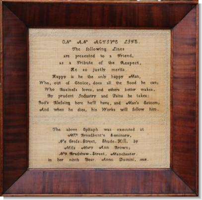 MARY ANN BROWN, at Mrs BROADBENTS SEMINARY, 1828