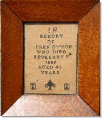 TINY MEMORIAL SAMPLER JOHN OTTON 1838