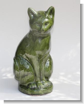 LARGE SWANSEA EWENNY POTTERY CAT, 1908