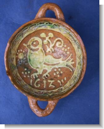 EARLY 17th Century WERRA SLIPWARE PORRINGER 