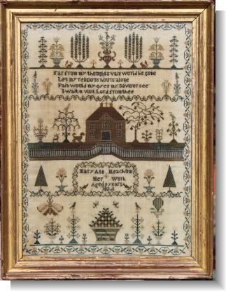 MARY ANN MEACHAM 1824 Balloning Sampler