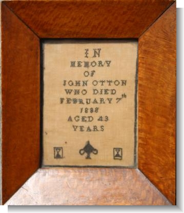 TINY MEMORIAL SAMPLER JOHN OTTON 1838