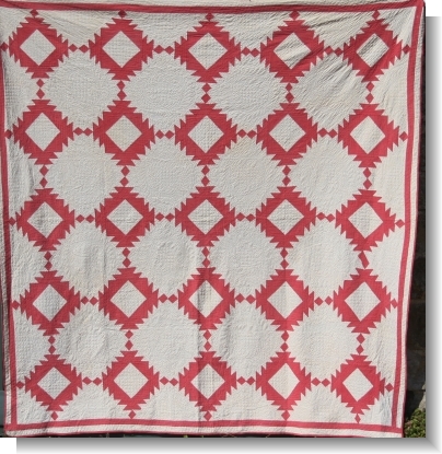 RED & WHITE QUILT with very fine QUILTING