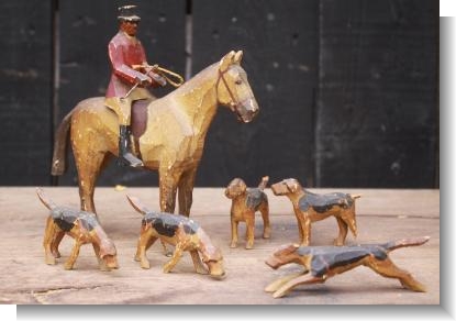 HORSE & RIDER with DOGS, FOREST TOYs by Frank Whittington